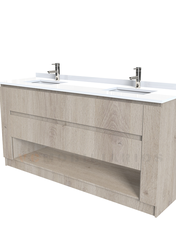 Mueble Vanitorio doble al piso de 177cm ME-17708-D con cubierta de cuarzo / Jerez 1