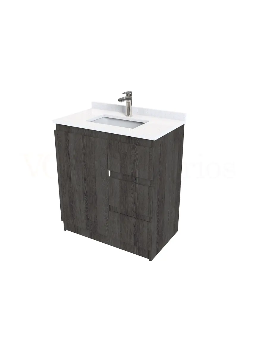 Mueble vanitorio al piso de 80 cm con cubierta de cuarzo M2-838 / Espresso 2