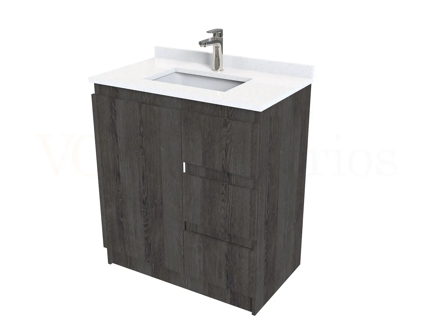 Mueble vanitorio al piso de 80 cm con cubierta de cuarzo M2-838 / Espresso 1