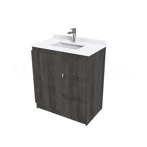 Mueble vanitorio al piso de 80 cm con cubierta de cuarzo M2-838 / Espresso