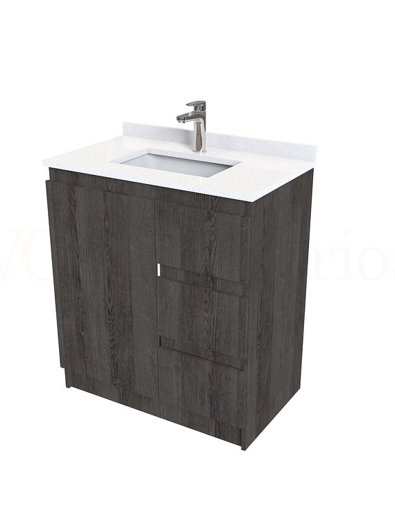 Mueble vanitorio al piso de 80 cm con cubierta de cuarzo M2-838 / Espresso 1