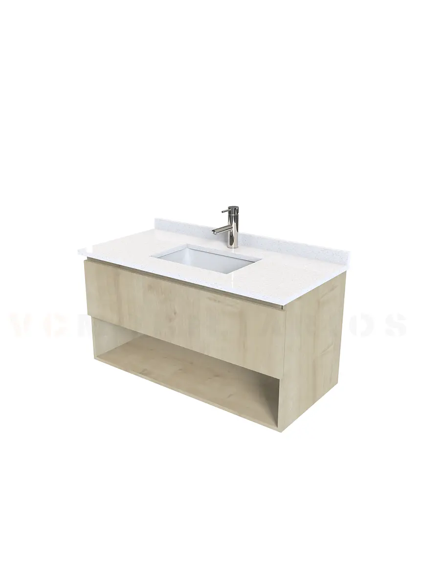 Mueble Vanitorio aereo de 100cm M1-1038-A con cubierta de cuarzo / Rustico 1
