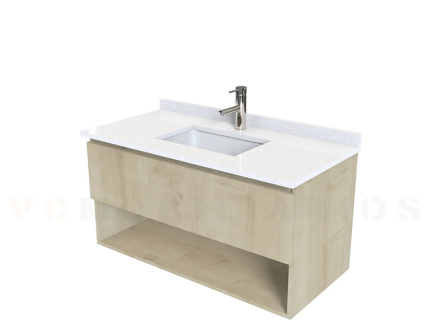 Mueble Vanitorio aereo de 100cm M1-1038-A con cubierta de cuarzo / Rustico 1