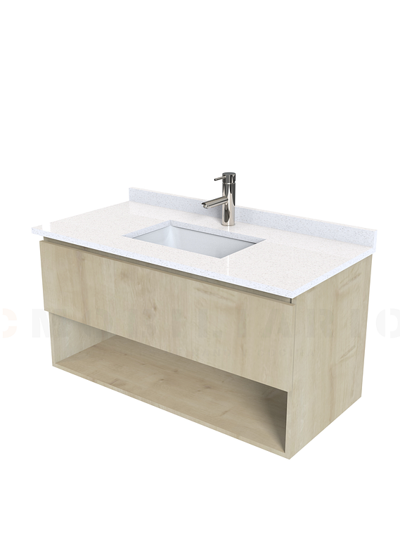 Mueble Vanitorio aereo de 100cm M1-1038-A con cubierta de cuarzo / Rustico 1