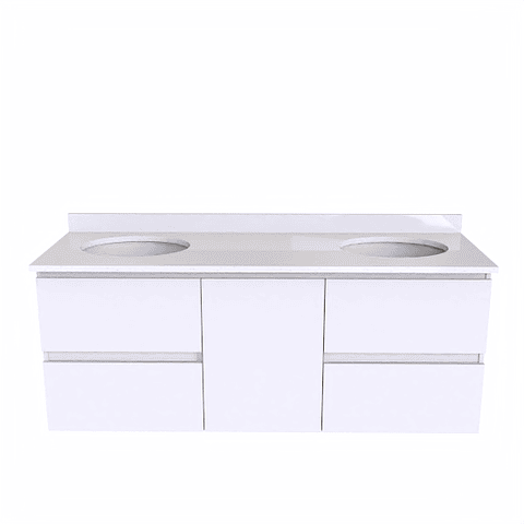 Mueble vanitorio Doble Aéreo  de 150 cm /  M2-1523 -DA / Blanco - especial