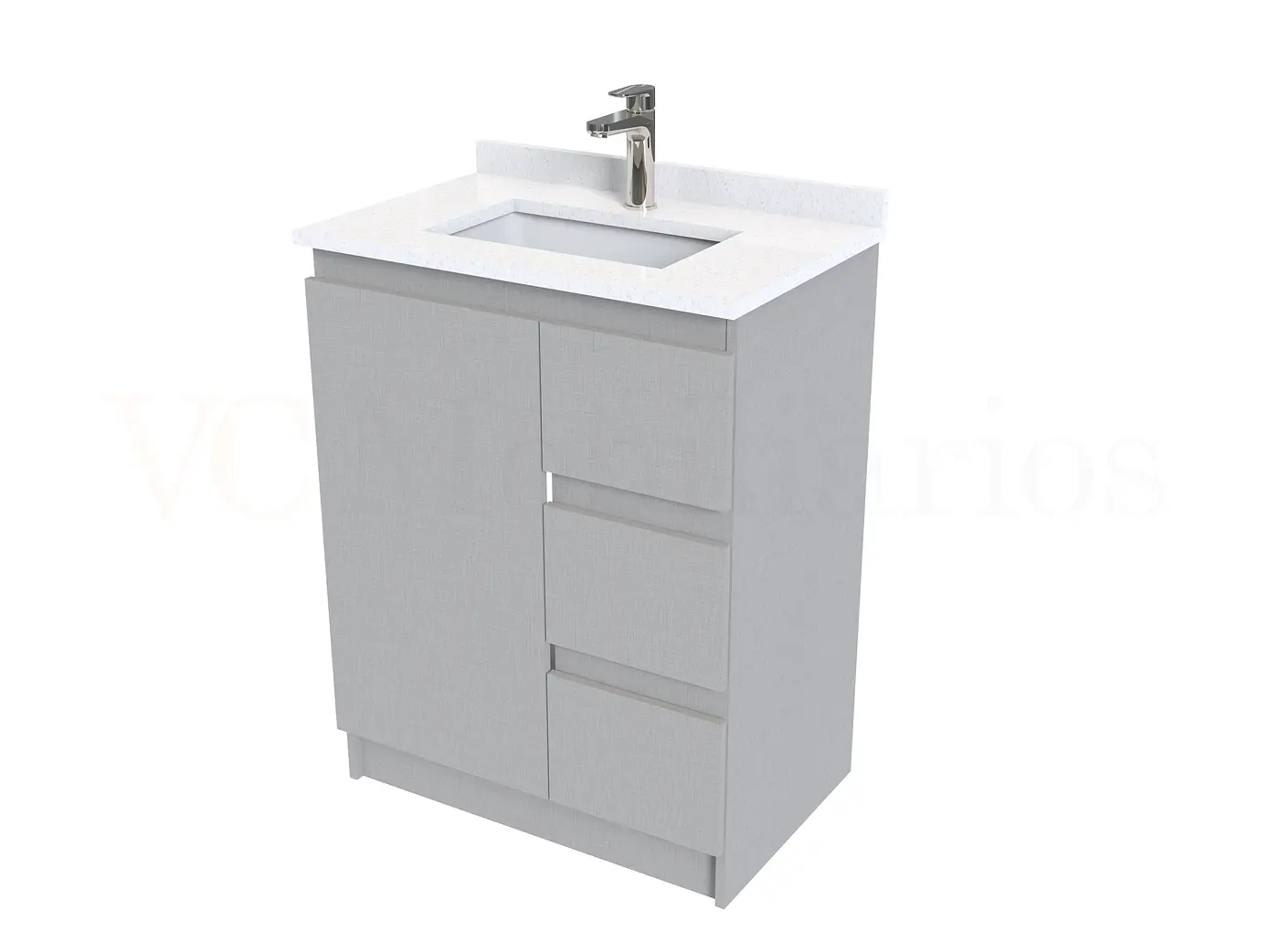 Mueble vanitorio al piso de 70 cm con cubierta de cuarzo M2-738 / Notte 1