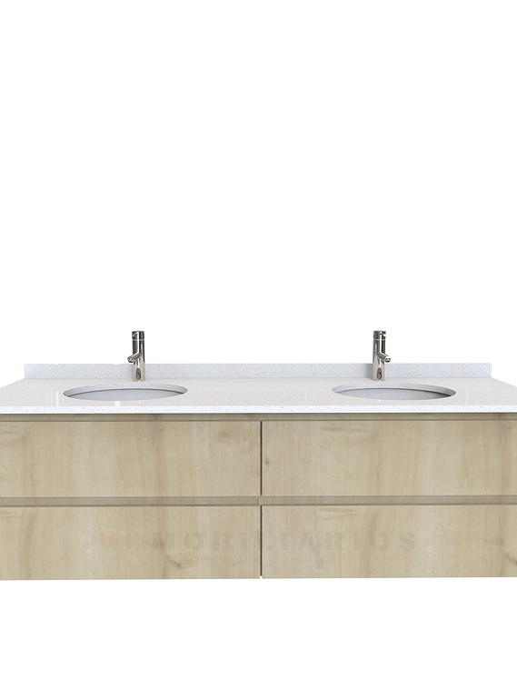 Mueble vanitorio Doble Aéreo  de 150 cm con cubierta de cuarzo /  M4-1533 -DA /  Rustico 1