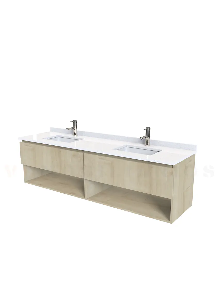 Mueble Vanitorio aereo de 180cm M1-1838-A con cubierta de cuarzo / Rustico 1