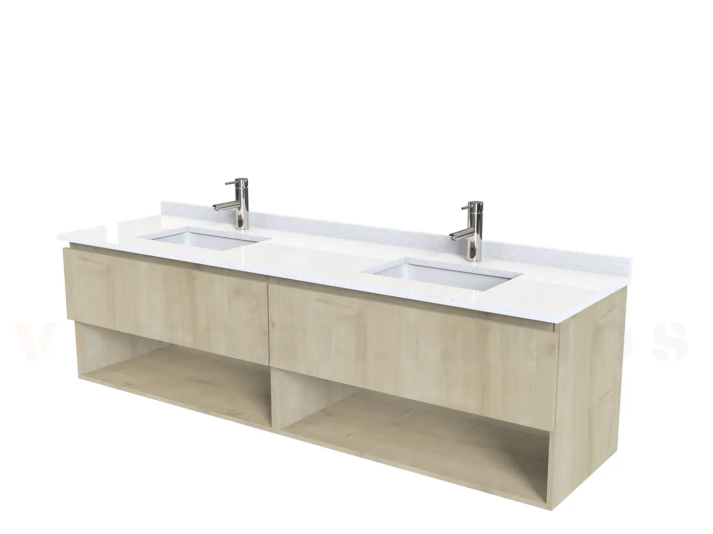 Mueble Vanitorio aereo de 180cm M1-1838-A con cubierta de cuarzo / Rustico 1