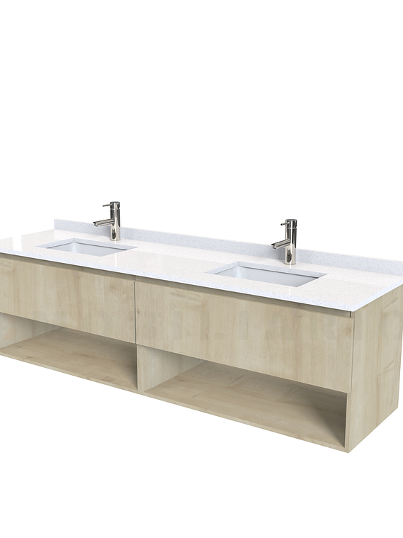 Mueble Vanitorio aereo de 180cm M1-1838-A con cubierta de cuarzo / Rustico 1