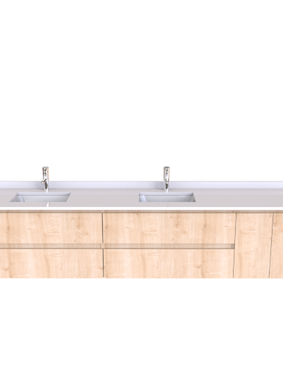 Mueble Vanitorio aereo de 230cm M2-2338-A con cubierta de cuarzo / Rustico 1