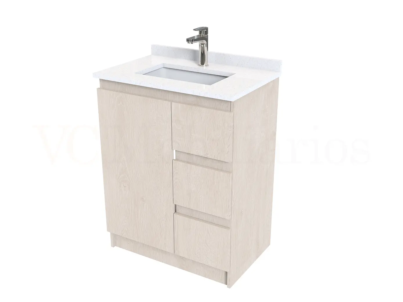 Mueble vanitorio al piso de 70 cm con cubierta de cuarzo M2-738 / Provenzal 1