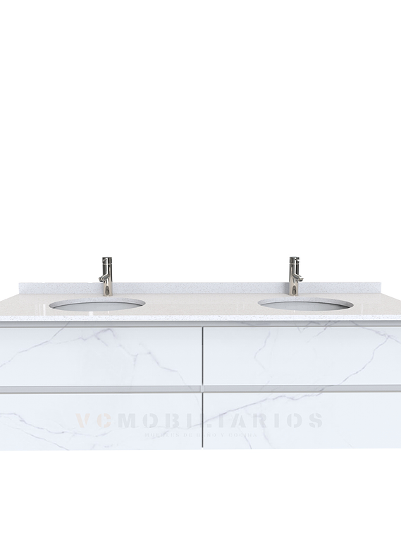 Mueble vanitorio Doble Aéreo  de 150 cm con cubierta de cuarzo /  M4-1533 -DA /  Marmara 1