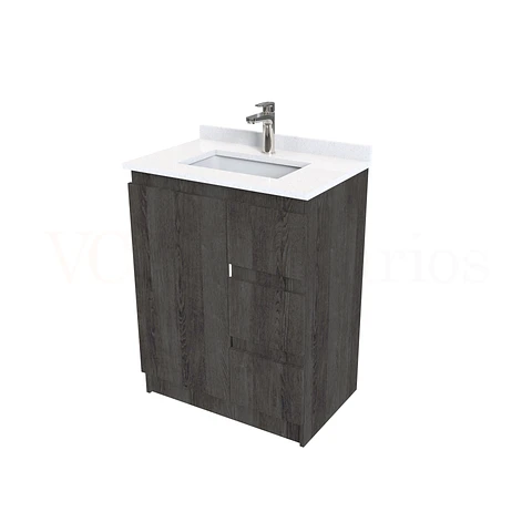 Mueble vanitorio al piso de 70 cm con cubierta de cuarzo M2-738 / Espresso