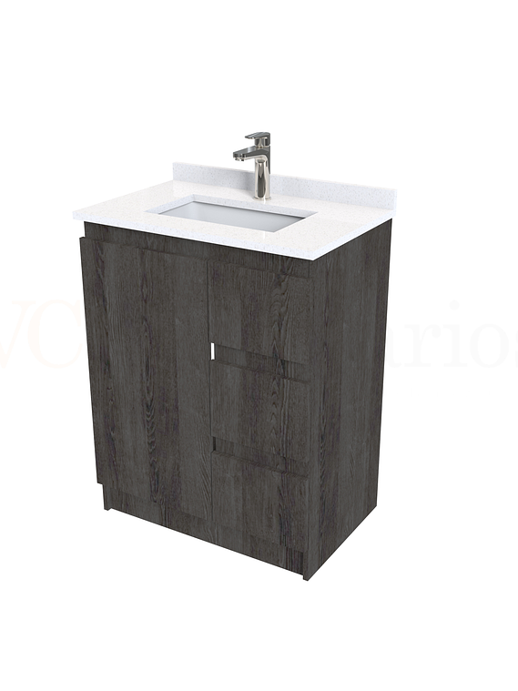 Mueble vanitorio al piso de 70 cm con cubierta de cuarzo M2-738 / Espresso 1