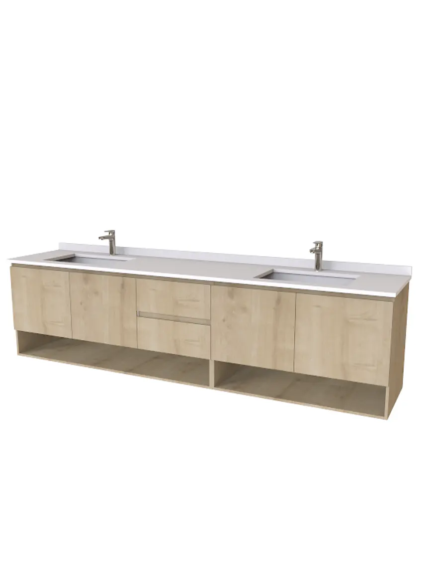 Mueble vanitorio Doble Aéreo  de 250 cm /  M2-2528 -DA / Rustico 1