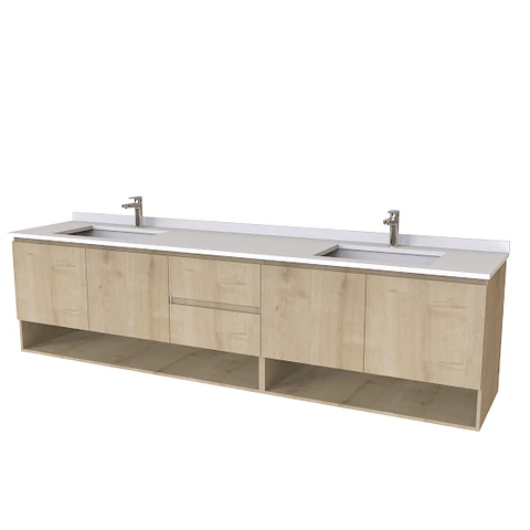 Mueble vanitorio Doble Aéreo  de 250 cm /  M2-2528 -DA / Rustico