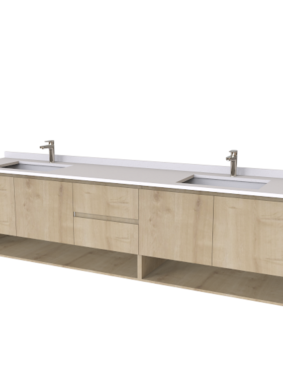 Mueble vanitorio Doble Aéreo  de 250 cm /  M2-2528 -DA / Rustico 1