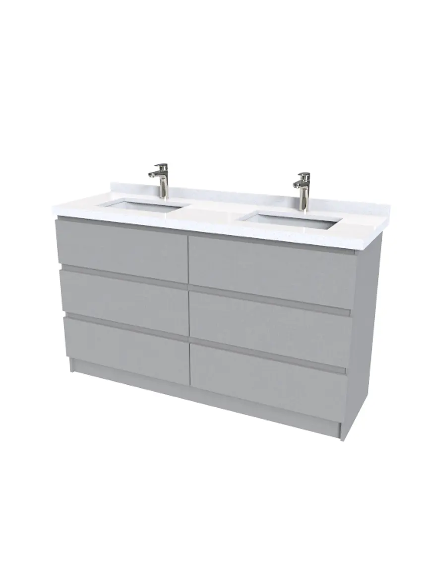 Mueble Vanitorio  doble con cubiertas  de cuarzo  M6-1538-DP / Notte 1