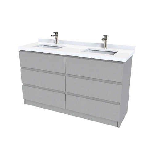 Mueble Vanitorio  doble con cubiertas  de cuarzo  M6-1538-DP / Notte