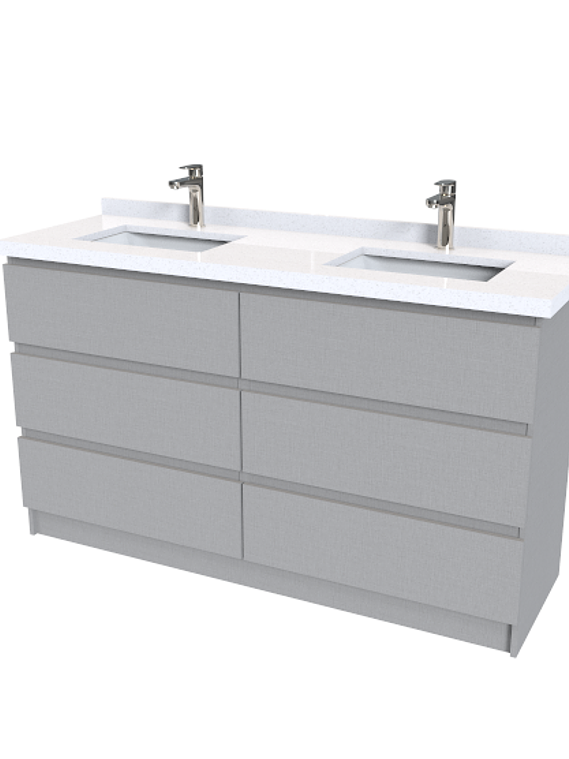 Mueble Vanitorio  doble con cubiertas  de cuarzo  M6-1538-DP / Notte 1