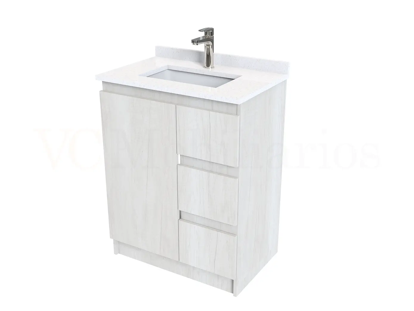 Mueble vanitorio al piso de 60 cm con cubierta de cuarzo M2-638 / Toscana 1