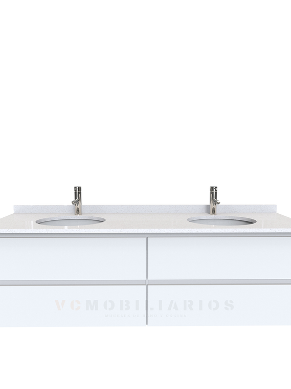 Mueble vanitorio Doble Aéreo  de 150 cm con cubierta de cuarzo /  M4-1533 -DA /  Blanco 1