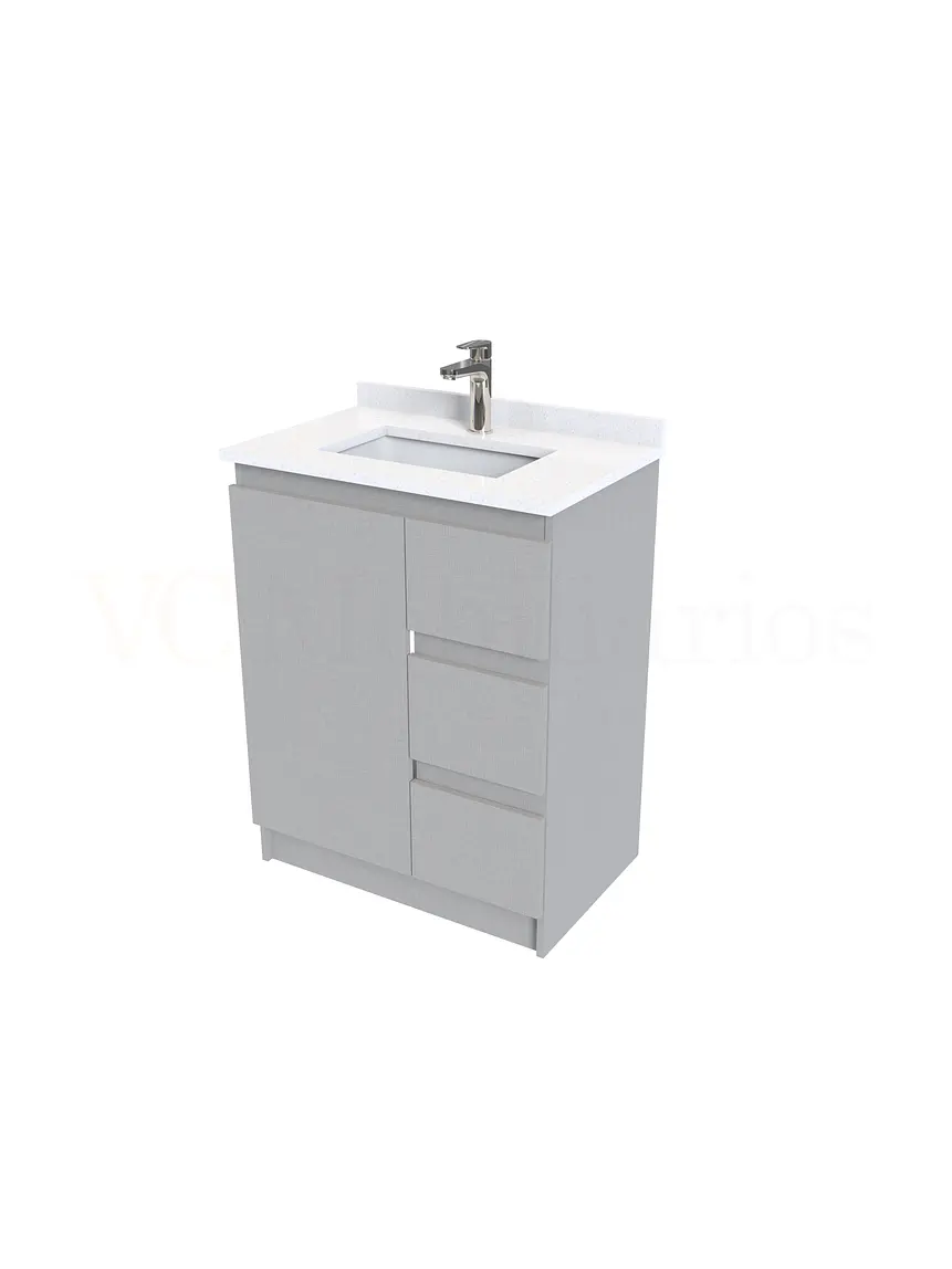 Mueble vanitorio al piso de 60 cm con cubierta de cuarzo M2-638 / Notte 1