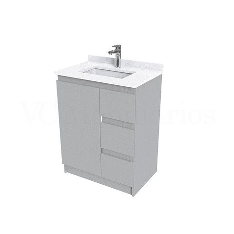 Mueble vanitorio al piso de 60 cm con cubierta de cuarzo M2-638 / Notte