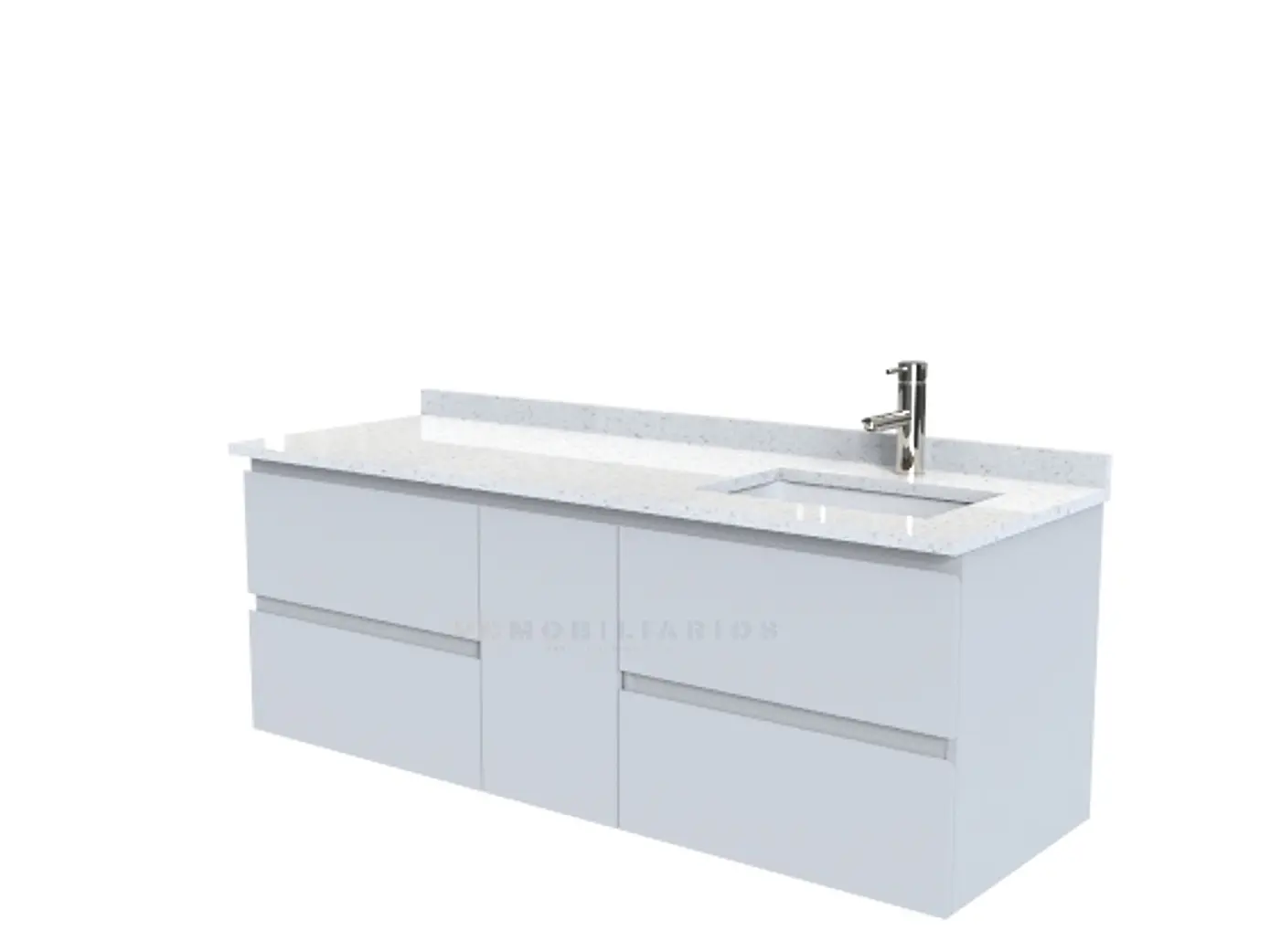 Mueble vanitorio Aéreo de 150 cm con cubierta de cuarzo / M2-1543 -A / Gris Humo 1