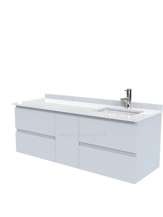 Mueble vanitorio Aéreo de 150 cm con cubierta de cuarzo / M2-1543 -A / Gris Humo 1