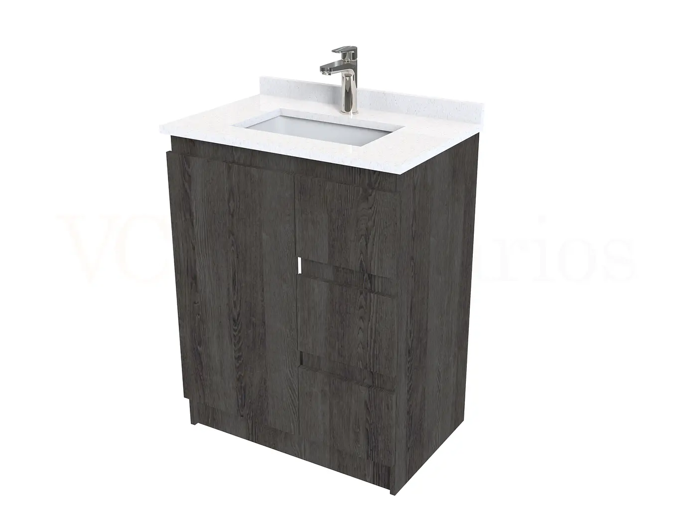 Mueble vanitorio al piso de 60 cm con cubierta de cuarzo M2-638 / Espresso 1