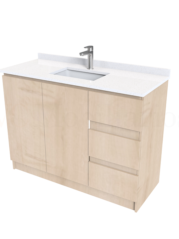 Mueble vanitorio al piso de 120 cm con cubierta de cuarzo M2-1238 / Rustico 1