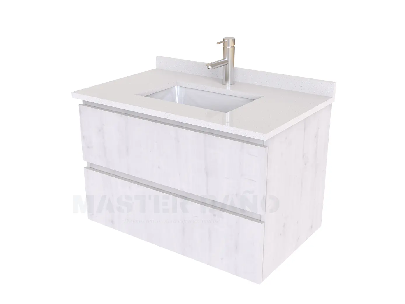 Mueble vanitorio aereo de 60 cm con cubierta de cuarzo / M3-638-A / Alaska  1