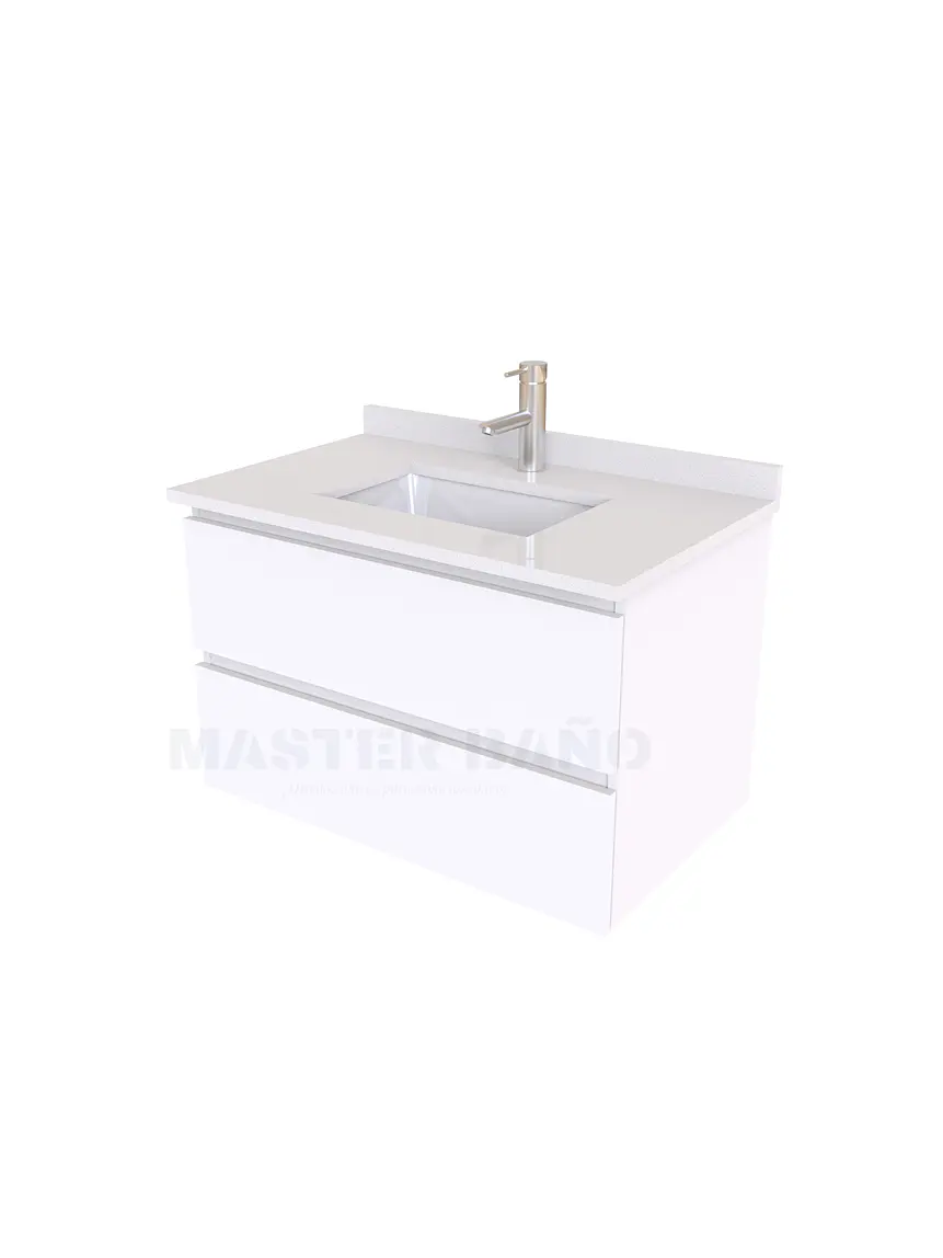 Mueble vanitorio aereo de 60 cm con cubierta de cuarzo / M3-638-A / Blanco 1
