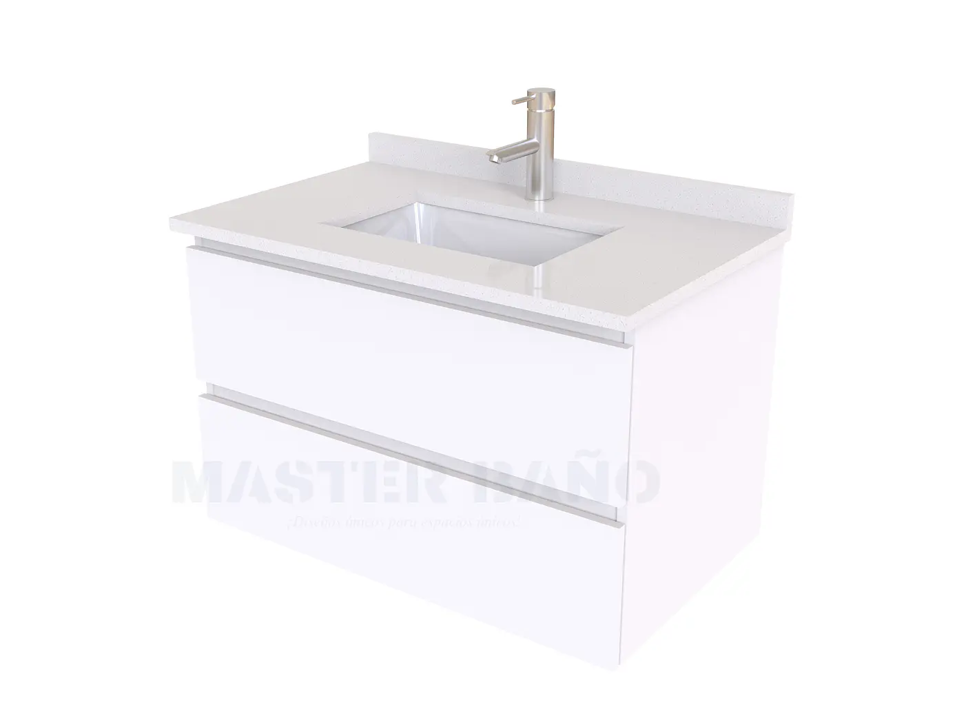Mueble vanitorio aereo de 60 cm con cubierta de cuarzo / M3-638-A / Blanco 1