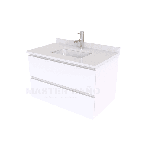 Mueble vanitorio aereo de 60 cm con cubierta de cuarzo / M3-638-A / Blanco