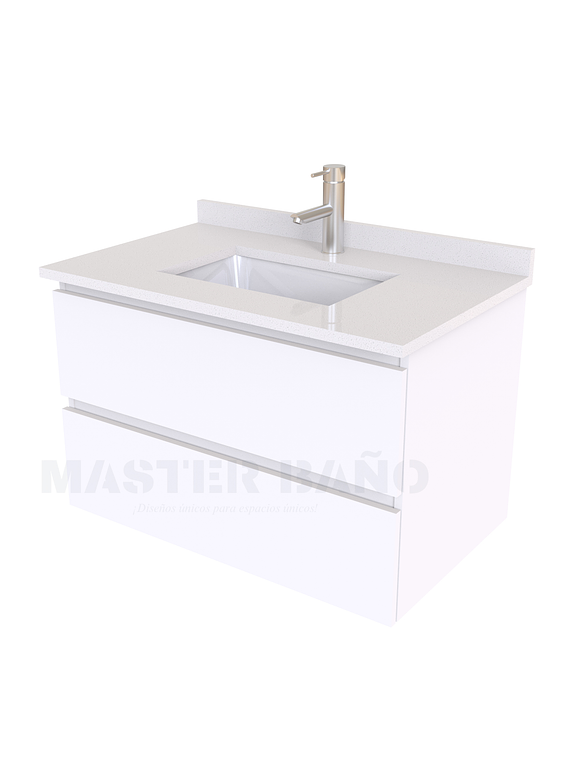 Mueble vanitorio aereo de 60 cm con cubierta de cuarzo / M3-638-A / Blanco 1