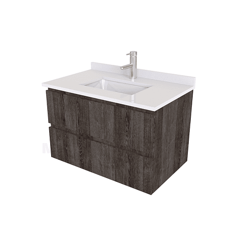 Mueble vanitorio aereo de 60 cm con cubierta de cuarzo / M3-638-A / Espresso