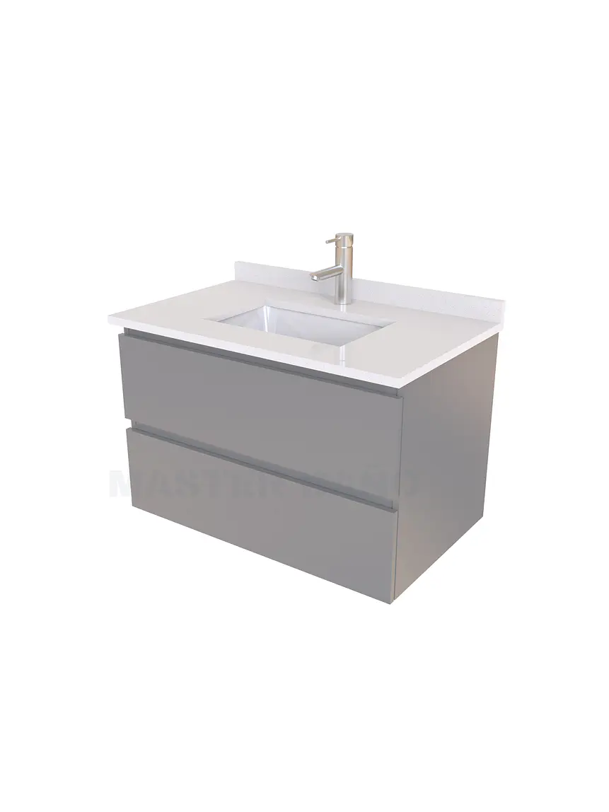 Mueble vanitorio aereo de 60 cm con cubierta de cuarzo / M3-638-A / Carbon 1