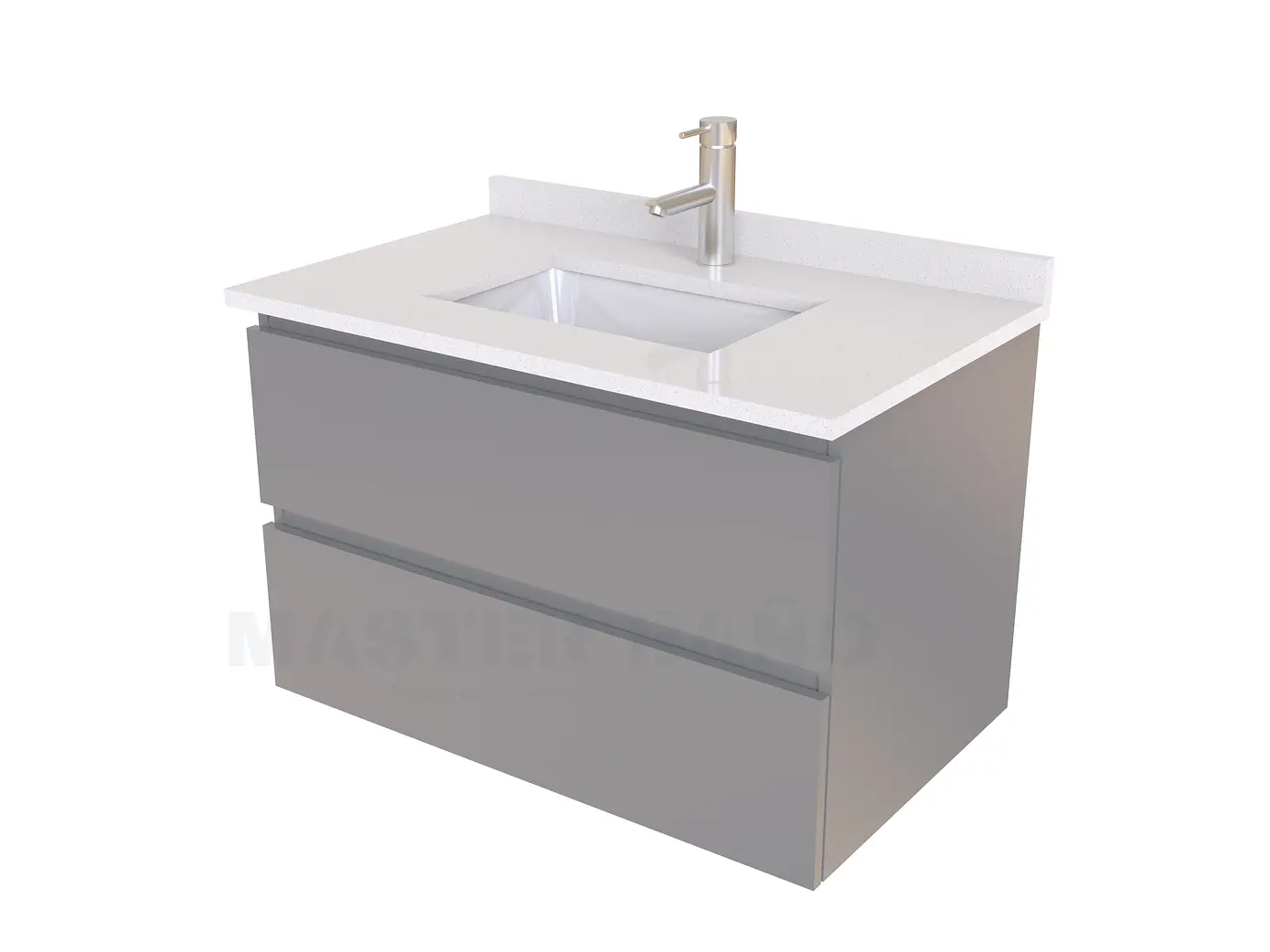 Mueble vanitorio aereo de 60 cm con cubierta de cuarzo / M3-638-A / Carbon 1