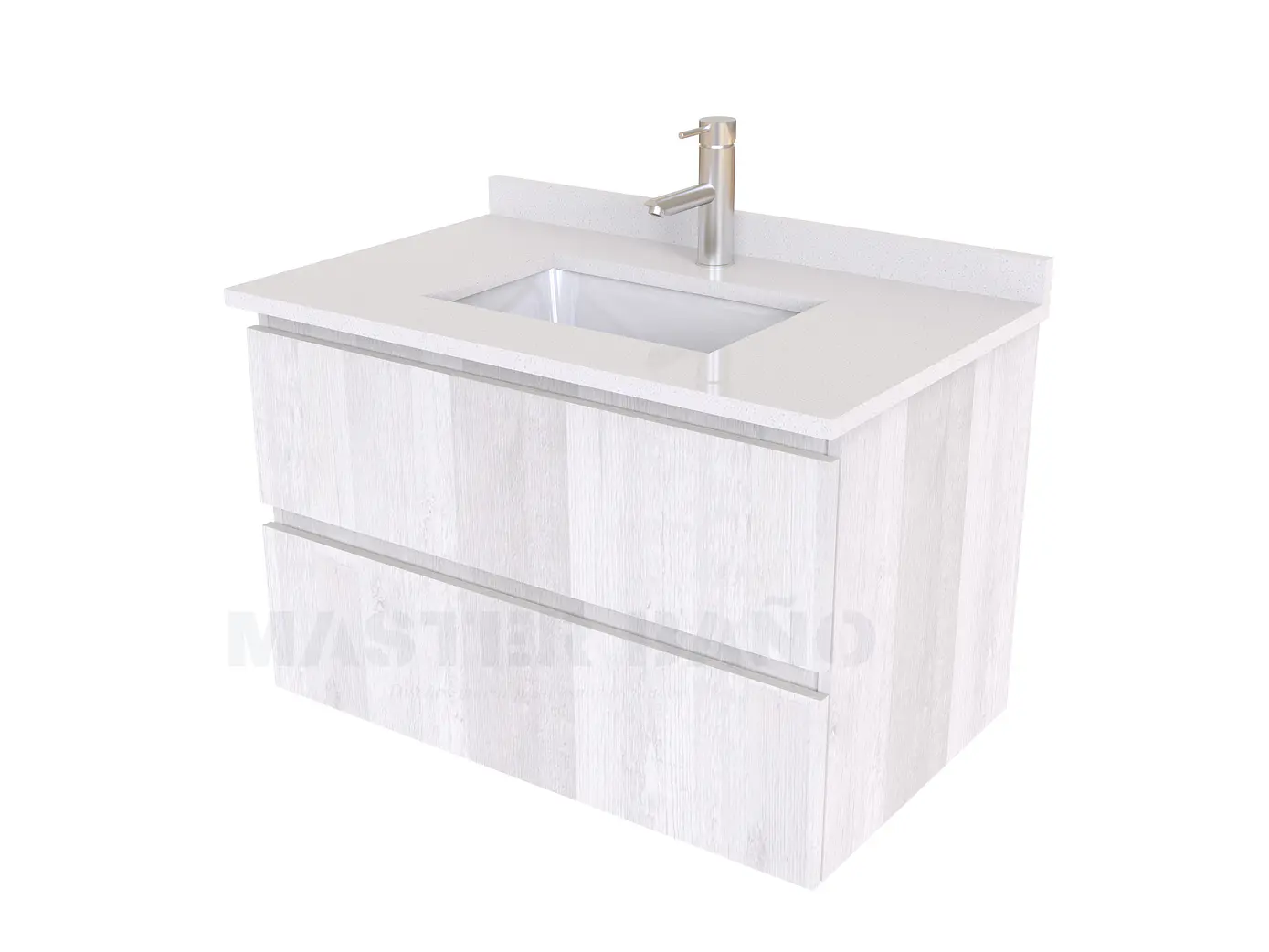 Mueble vanitorio aereo de 60 cm con cubierta de cuarzo / M3-638-A / Legno 1