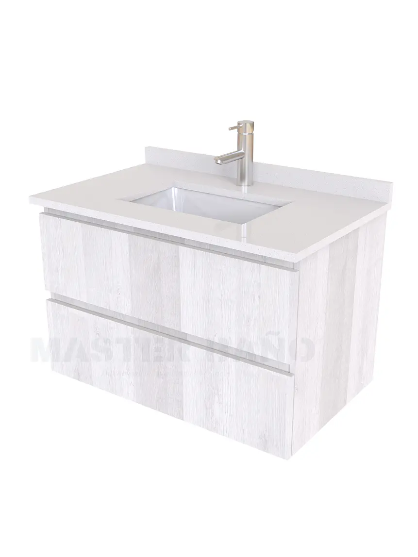 Mueble vanitorio aereo de 60 cm con cubierta de cuarzo / M3-638-A / Legno 1
