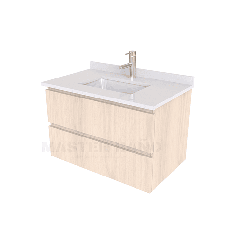 Mueble vanitorio aereo de 60 cm con cubierta de cuarzo / M3-638-A / Nougat