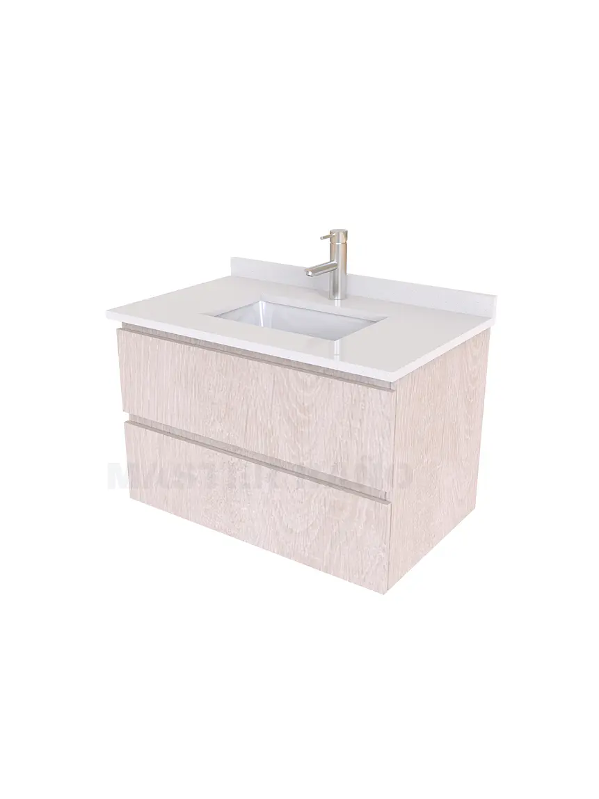 Mueble vanitorio aereo de 60 cm con cubierta de cuarzo / M3-638-A / Porvenzal 1