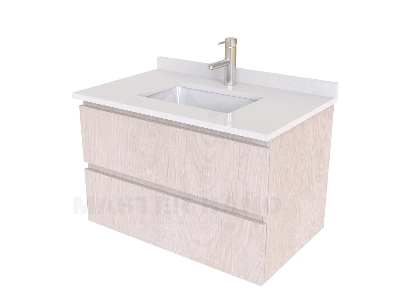 Mueble vanitorio aereo de 60 cm con cubierta de cuarzo / M3-638-A / Porvenzal 1