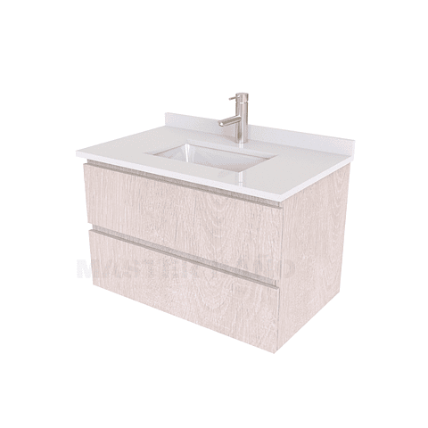 Mueble vanitorio aereo de 60 cm con cubierta de cuarzo / M3-638-A / Porvenzal