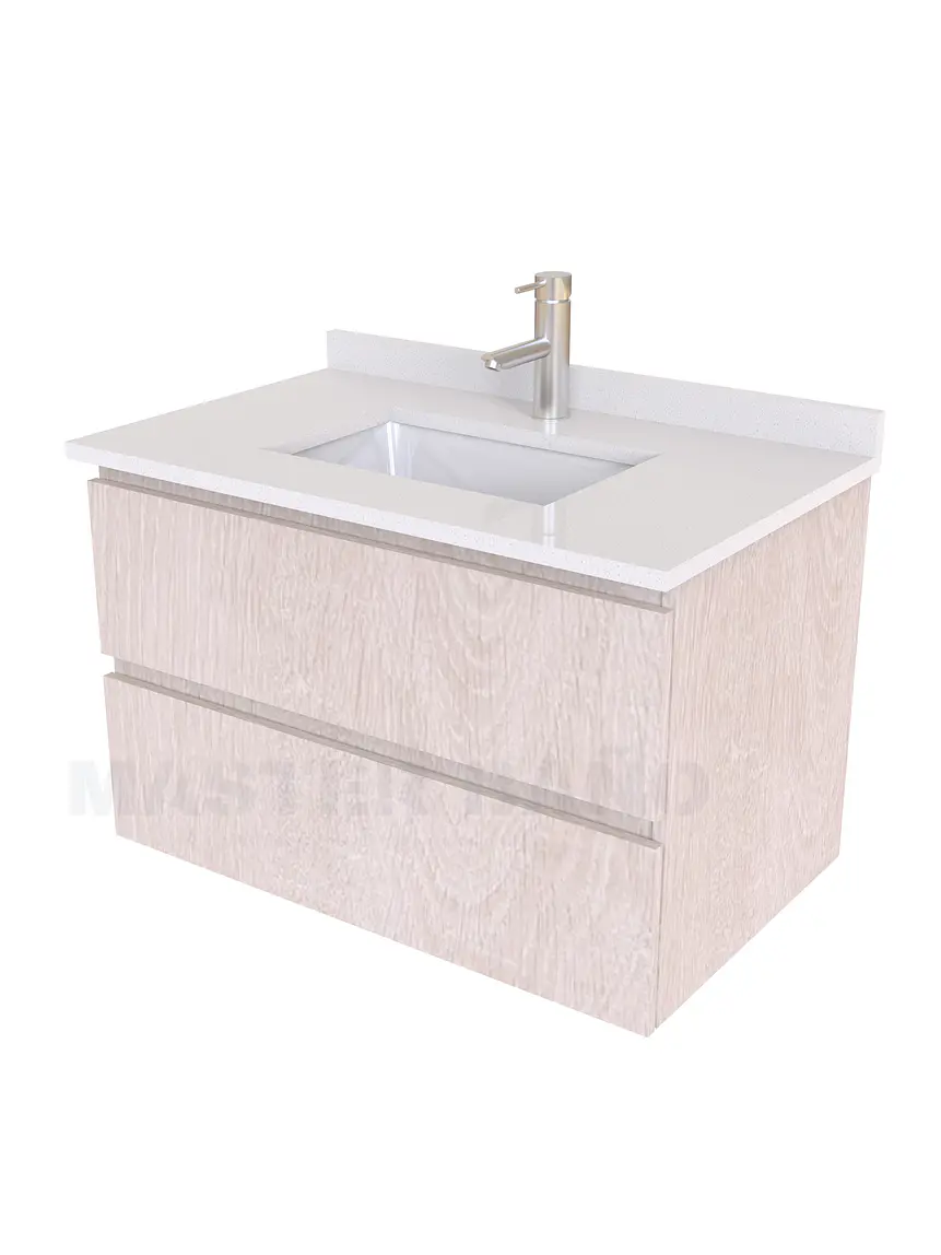 Mueble vanitorio aereo de 60 cm con cubierta de cuarzo / M3-638-A / Porvenzal 1