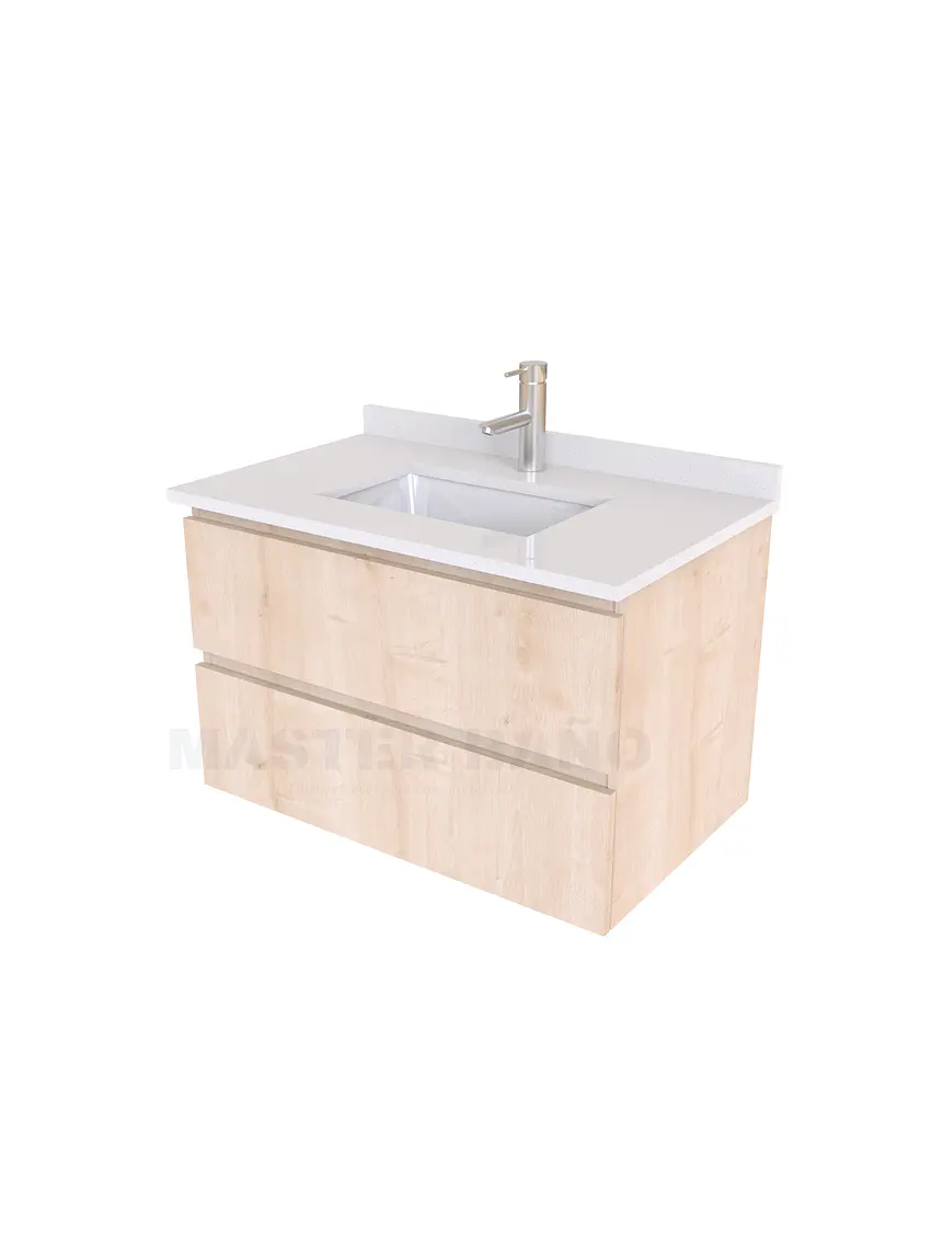 Mueble vanitorio aereo de 60 cm con cubierta de cuarzo / M3-638-A / Rustico 1