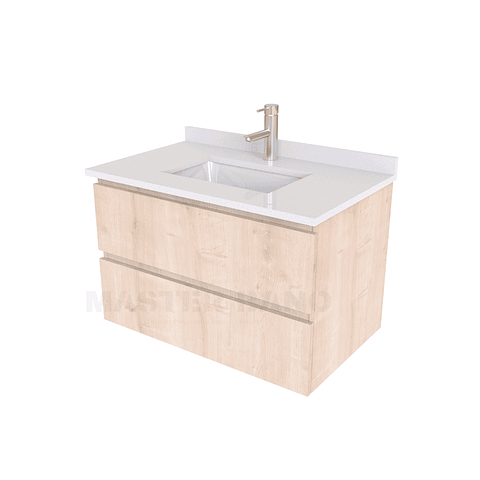 Mueble vanitorio aereo de 60 cm con cubierta de cuarzo / M3-638-A / Rustico